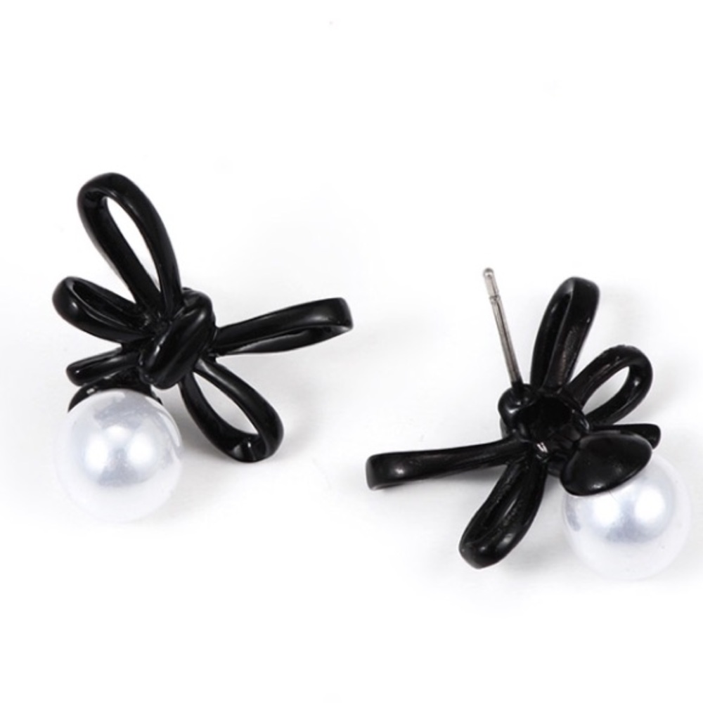 Black Bow Earrings